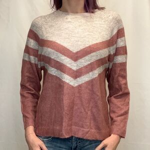 Andree by Unit Women's Colorblock Chevron Knit Sweater Cozy Oversized M